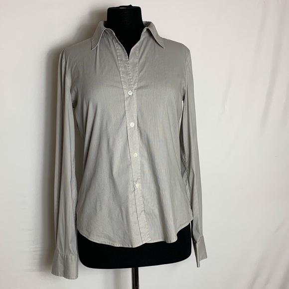 Theory Stripe Button-Up Long Sleeve Blouse Size M - Picture 2 of 9